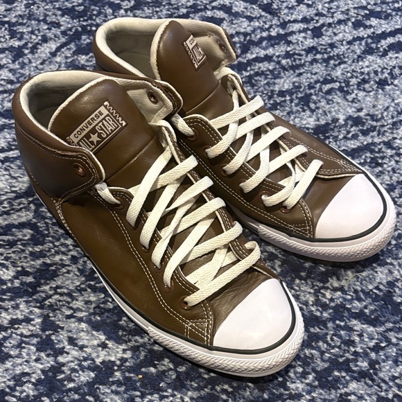 Converse Brown Faux Leather High-Tops - Picture 3 of 6